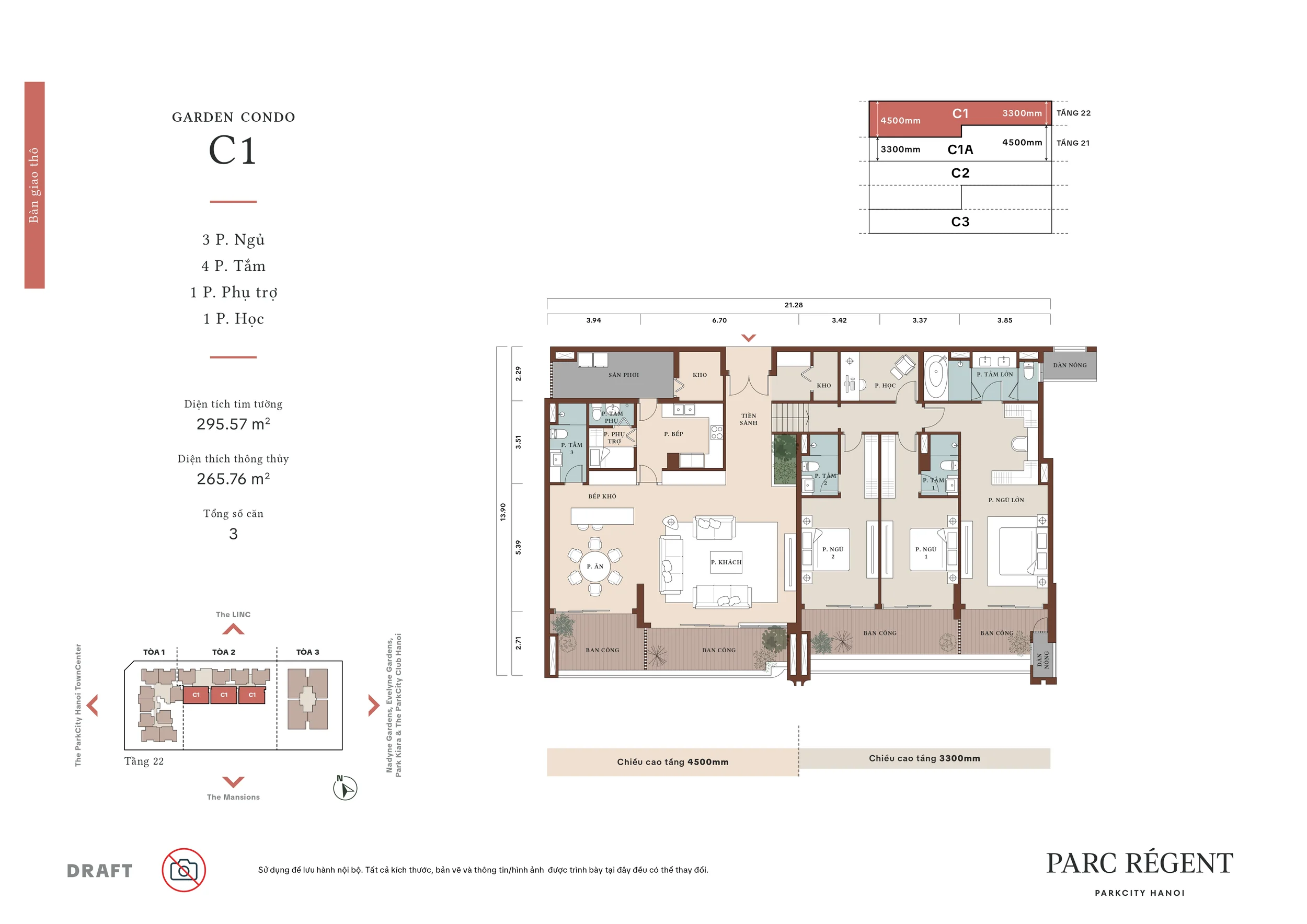 Thiết kế căn hộ loại C Parc Régent