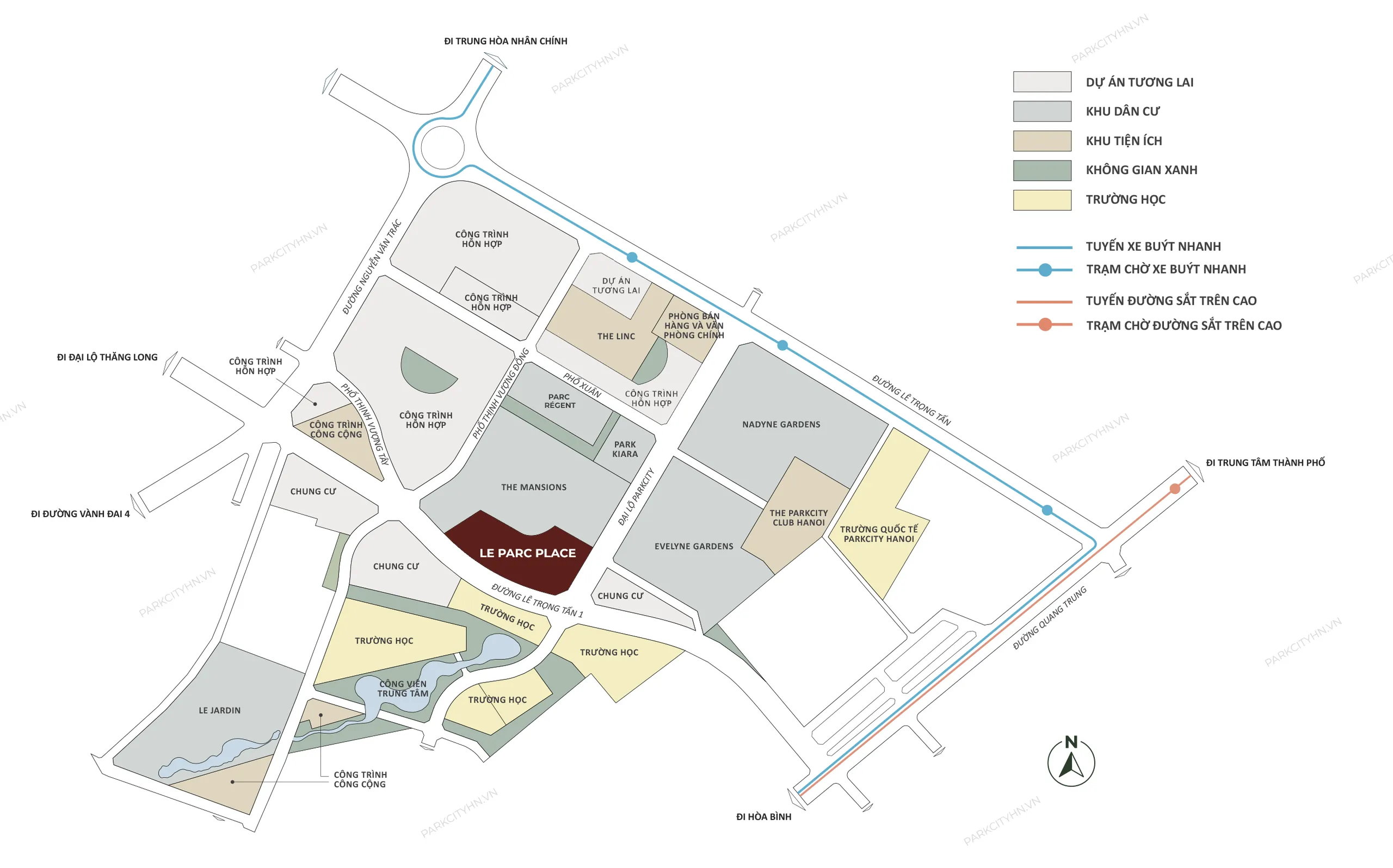 Bản đồ vị trí dự án Le Parc Place tại ParkCity Hanoi