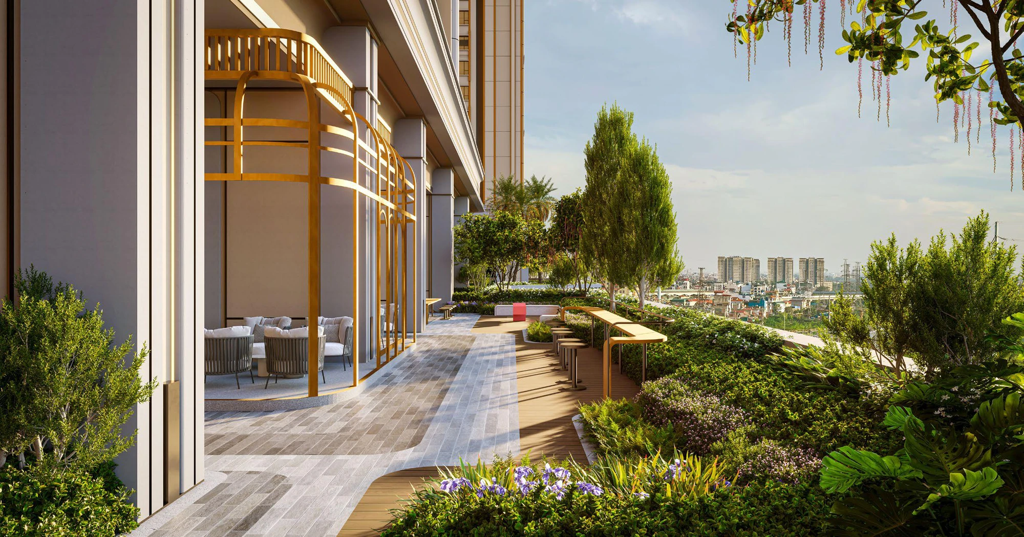 Phối cảnh đài ngắm cảnh tầng 5 Le Parc Place