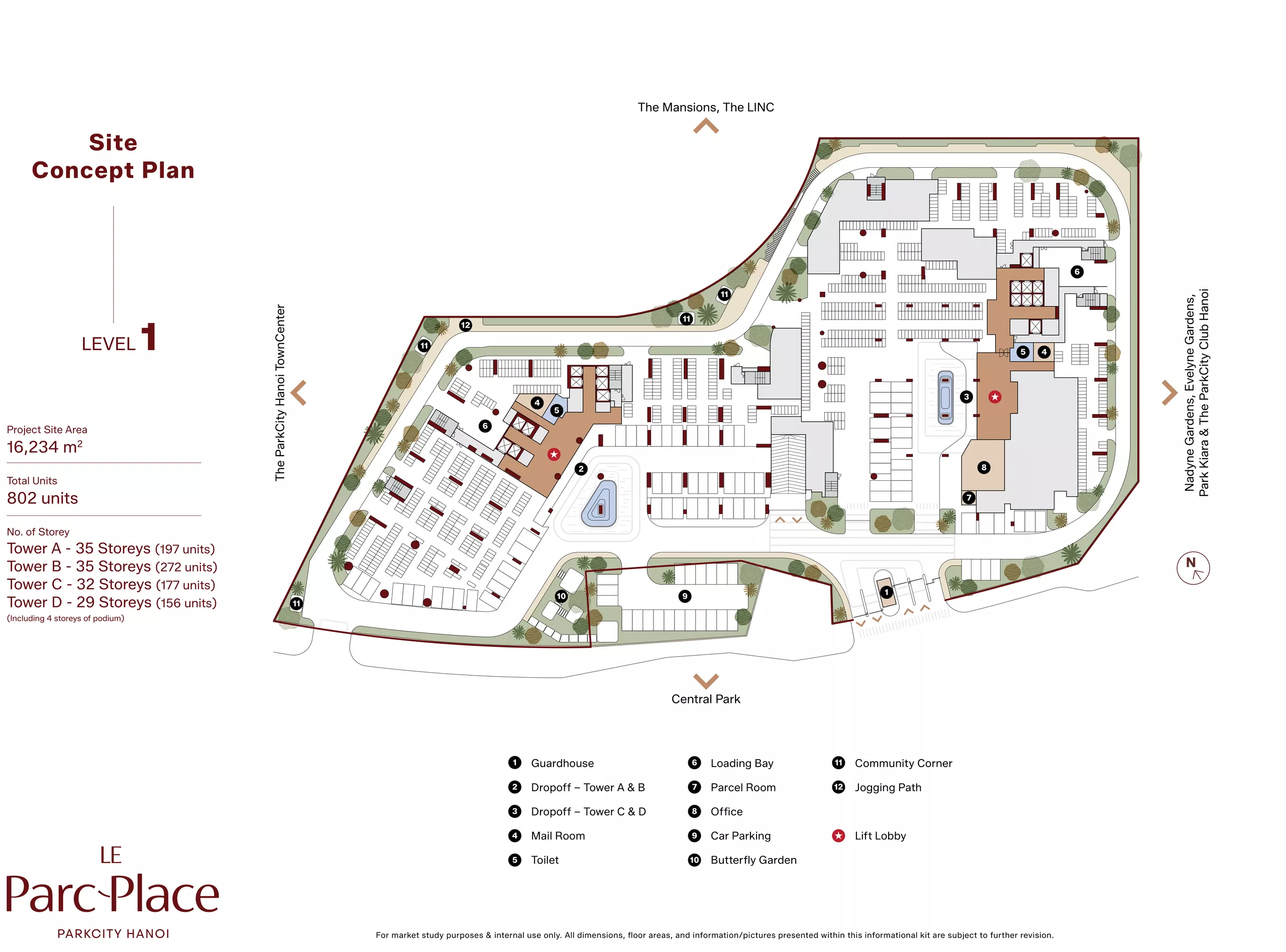 Mặt bằng tầng 1 Le Parc Place ParkCity Hanoi