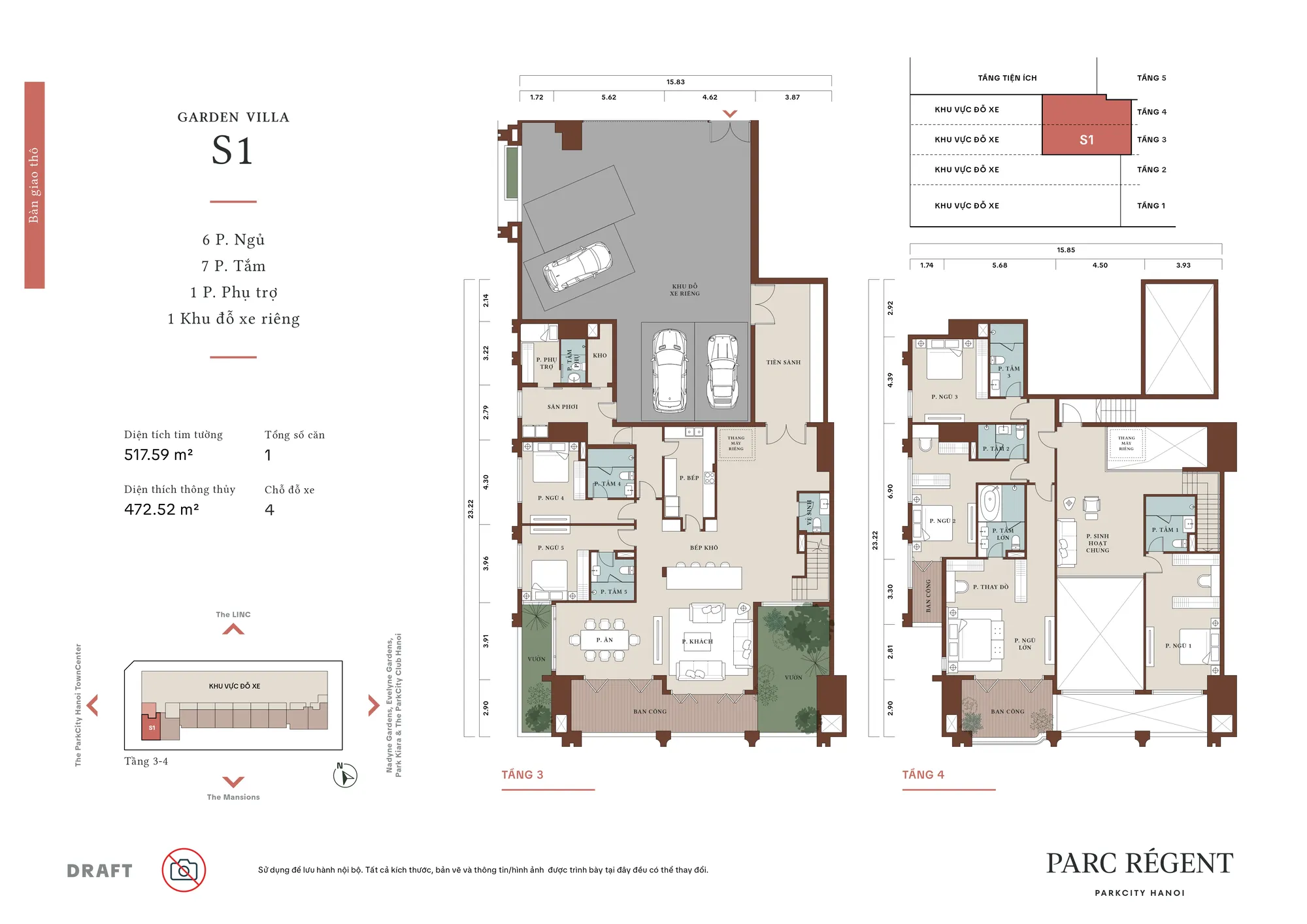 Mặt bằng căn hộ Garden Villa S1 Parc Régent