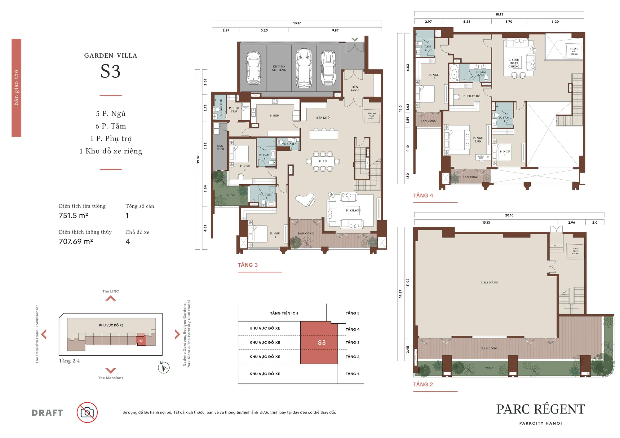 Mặt bằng căn hộ Garden Villa S3 Parc Régent