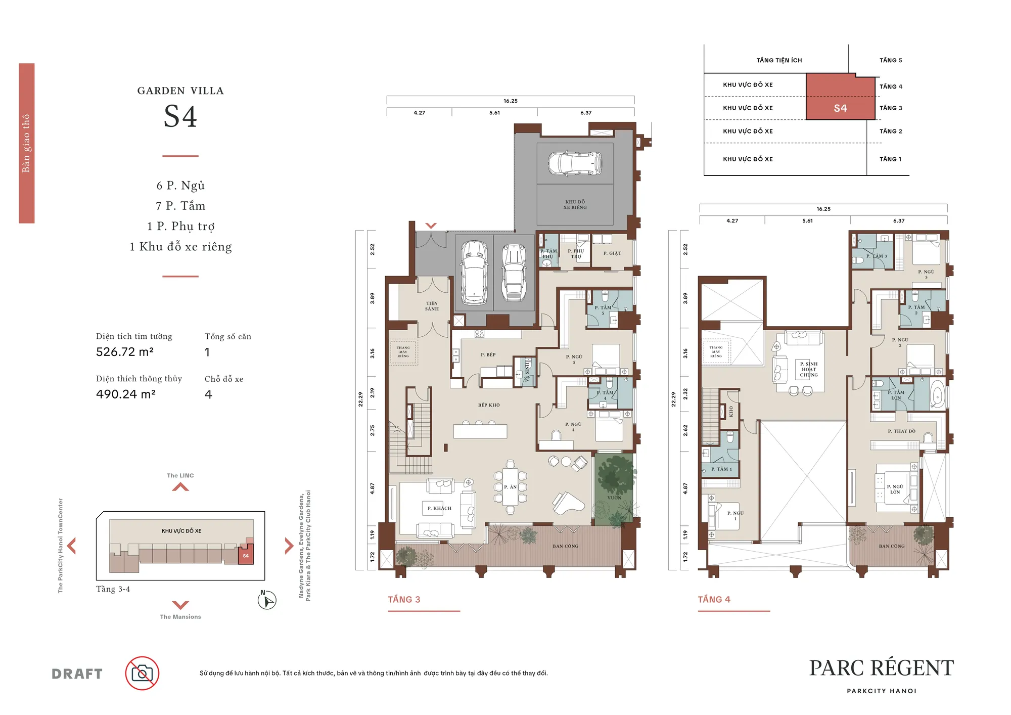 Mặt bằng căn hộ Garden Villa S4 Parc Régent