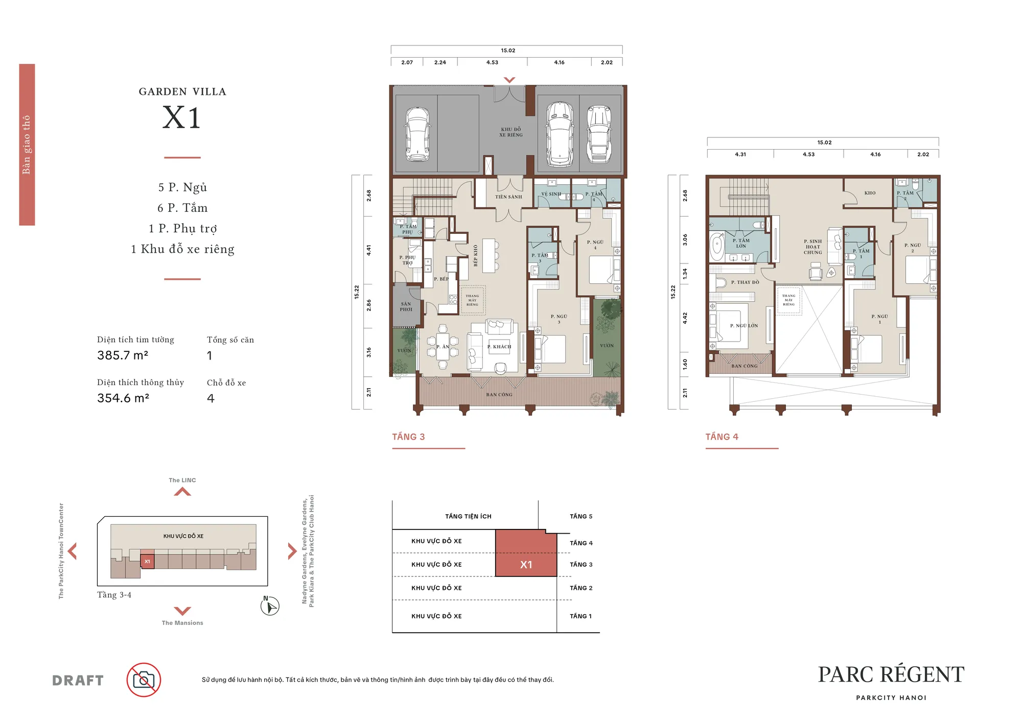 Mặt bằng căn hộ Garden Villa X1 Parc Régent