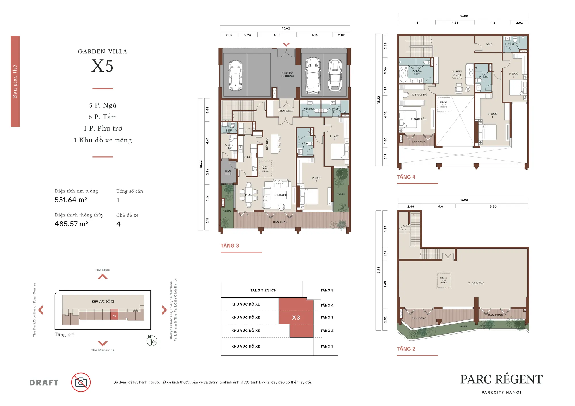Mặt bằng căn hộ Garden Villa X5 Parc Régent