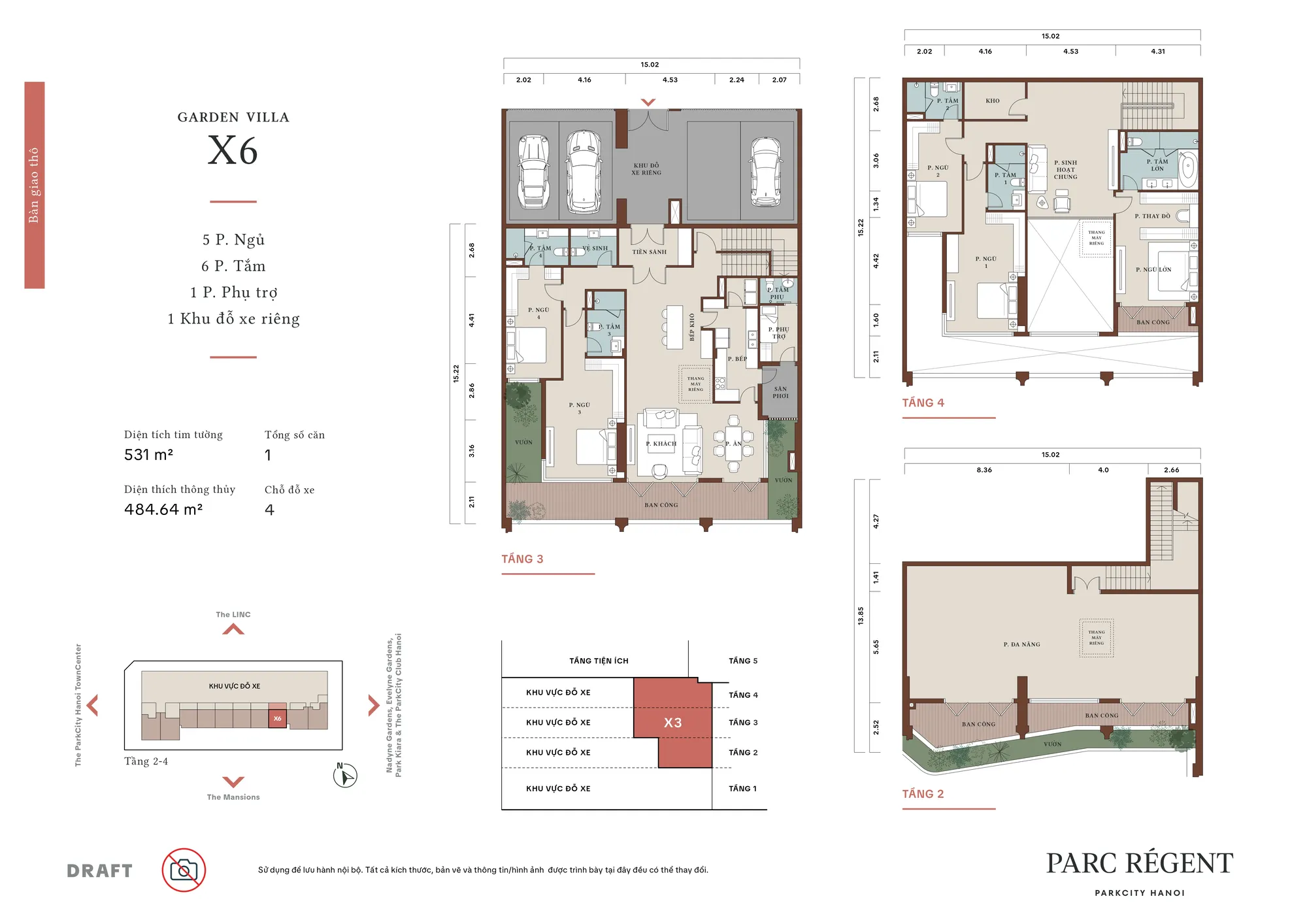 Mặt bằng căn hộ Garden Villa X6 Parc Régent