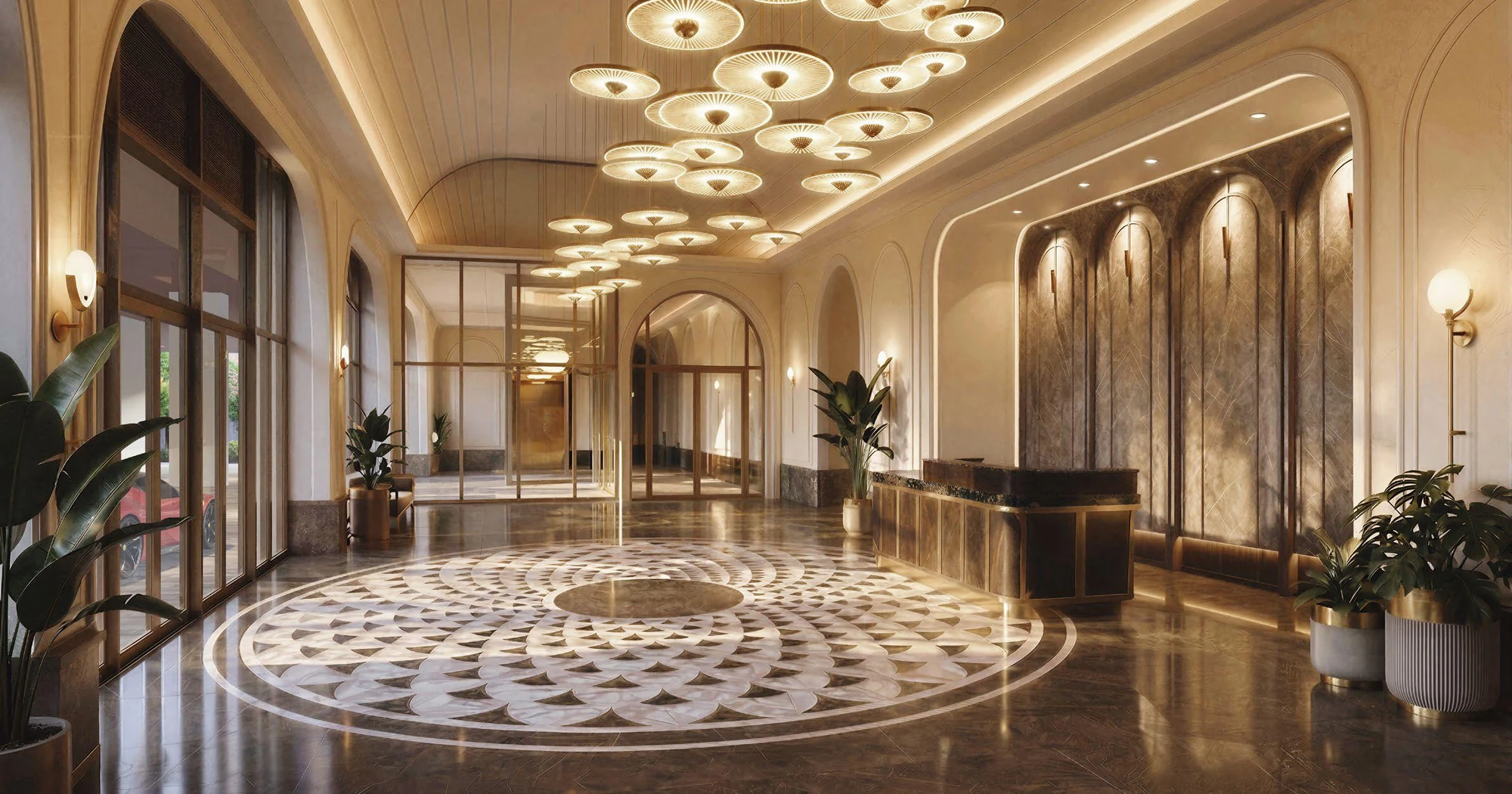 Phối cảnh sảnh chính tầng 1 Le Parc Place
