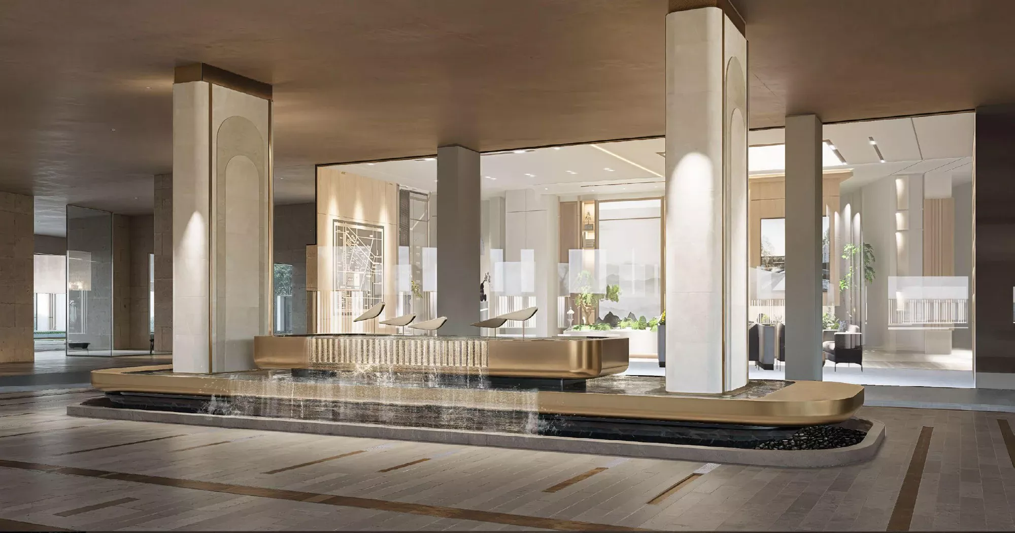 Phối cảnh sảnh chờ tòa 3 và 4 tầng 1 Le Parc Place