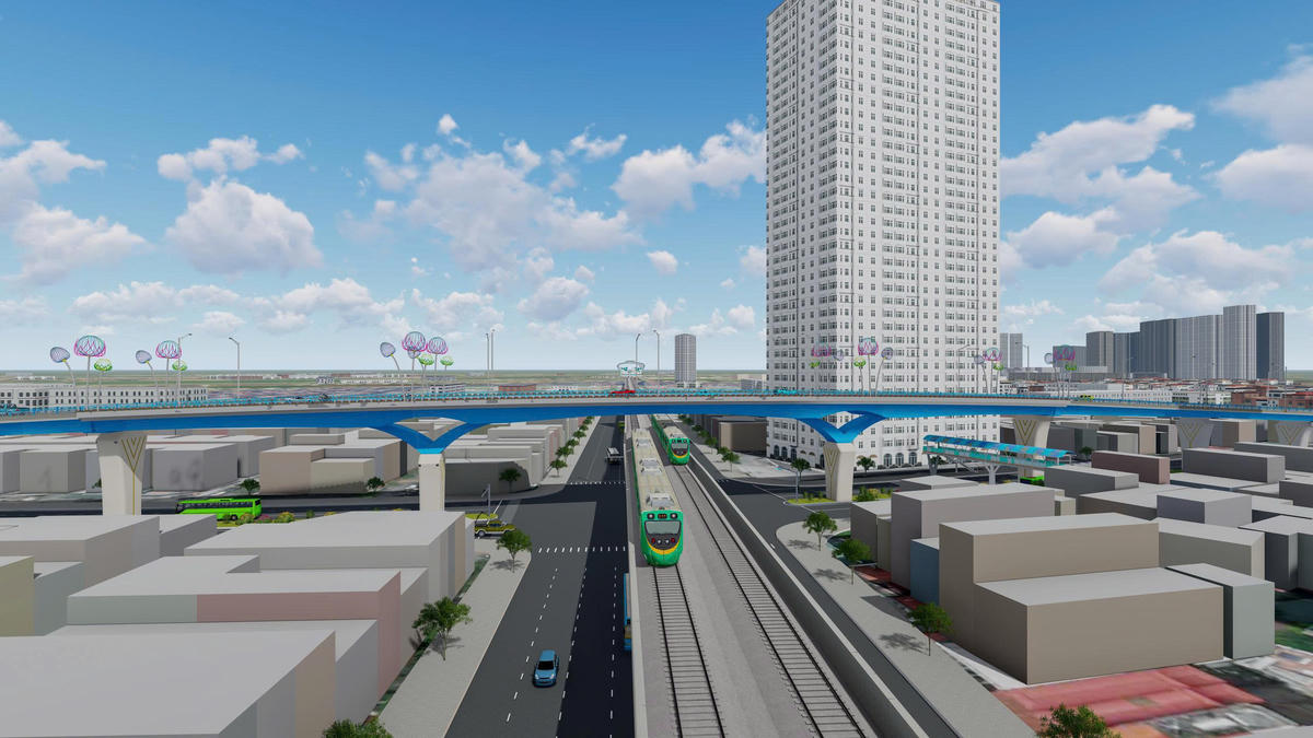 Phối cảnh toàn cảnh cầu vượt Lê Trọng Tấn Quốc lộ 6 và tuyến metro